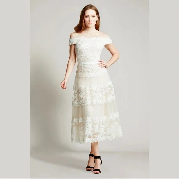 Tadashi Shoji | Dresses | Tadashi Shoji Adriane Floral Embroidered  Tealength Dress | Poshmark